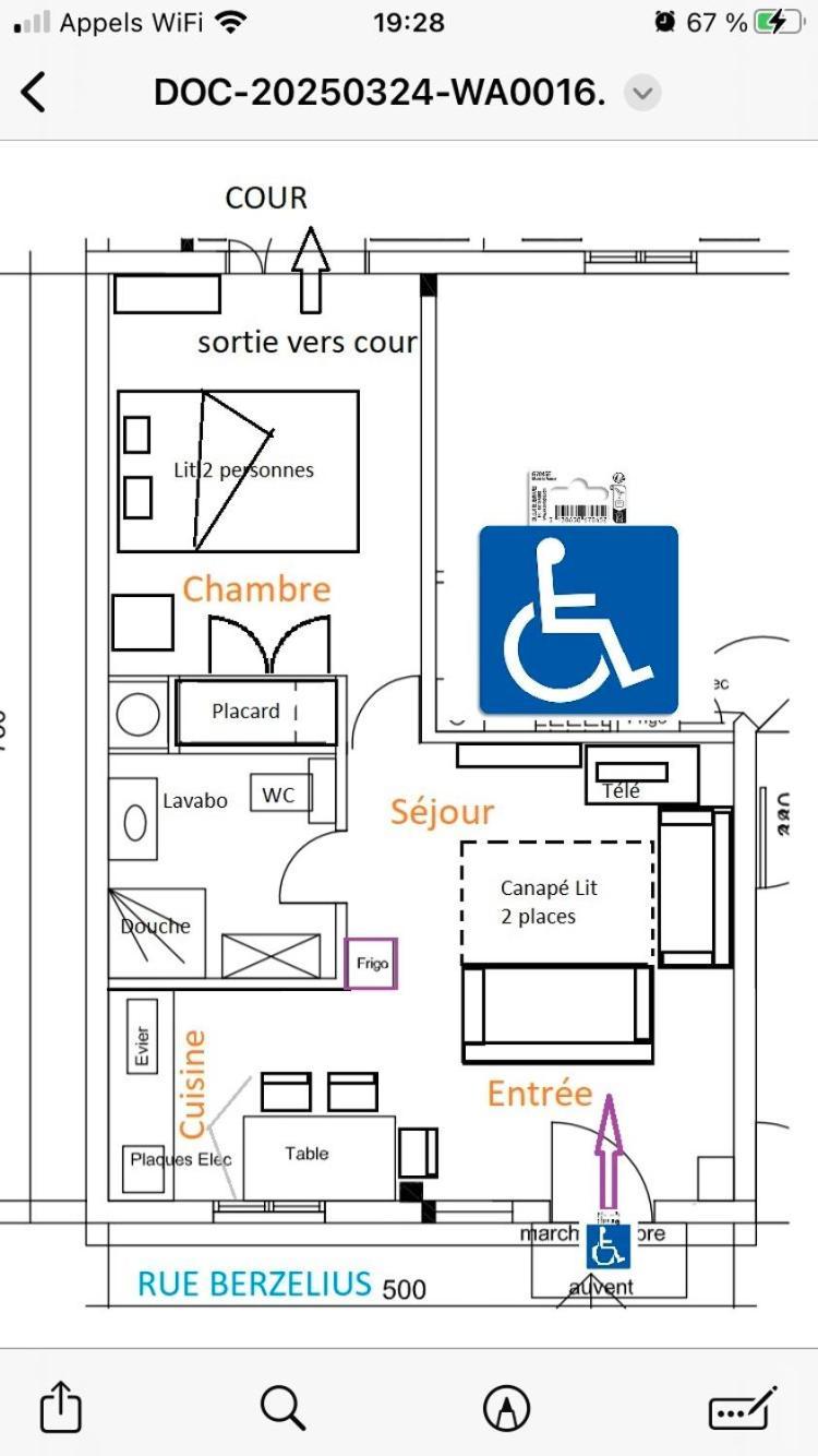 Guesthouse Familial Pour 2,3,4 Personnes De 44M2- Accessible Handic -Rez De Chaussee-Vues Sur Rue Et Patio Prive - Sejour, Chambre Separee-Cuisine,Salle De Bain,Lit Double Et Canape-Lit 2Pers-Entree De La Rue Berzelius-5 Minutes Du Metro Brochant-Lig Paris Extérieur photo